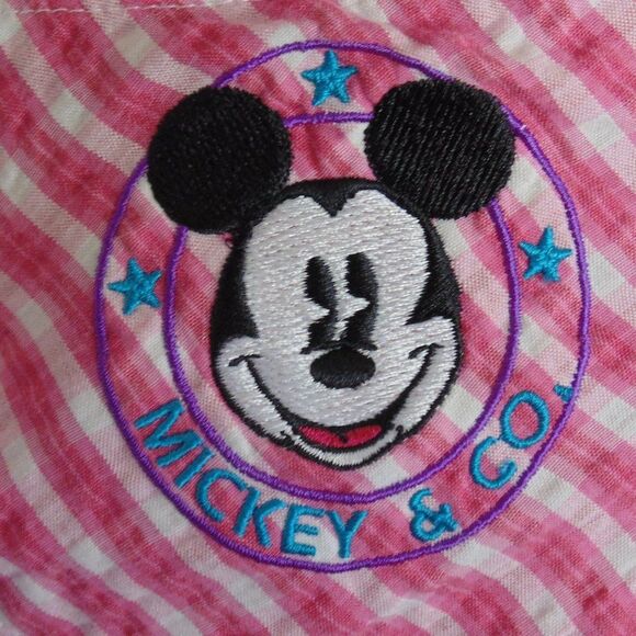 MICKEY & CO Nightgown, L, Pink Seersucker, Button front w/Logo, Short sleeves - Picture 2 of 13